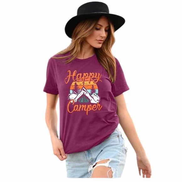 NEW•XL•HAPPY CAMPER TOP - Picture 1 of 14